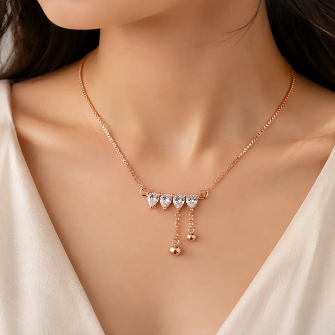 Mashha 925 Silver Crystal Cascade Necklace Mashha
