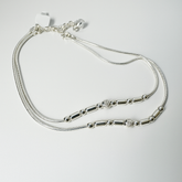 MASHHA 925 Silver Dual Layer Beaded Anklet (Pair)