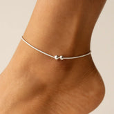 Mashha 925 Silver Dual Bead Rope Anklet (Pair) Mashha