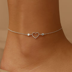 MASHHA 925 Silver Heart Charm Anklet