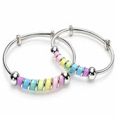Silver Baby Kada – Pastel Rainbow Beads Mashha