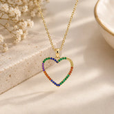 Mashha 925 Silver Rainbow Heart Pendant Necklace Mashha