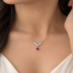 Queen’s Ruby Crest – Mashha 925 Silver Necklace