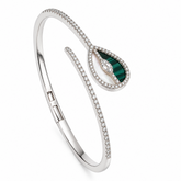 Mashha 925 Silver Emerald Teardrop Radiance Bangle