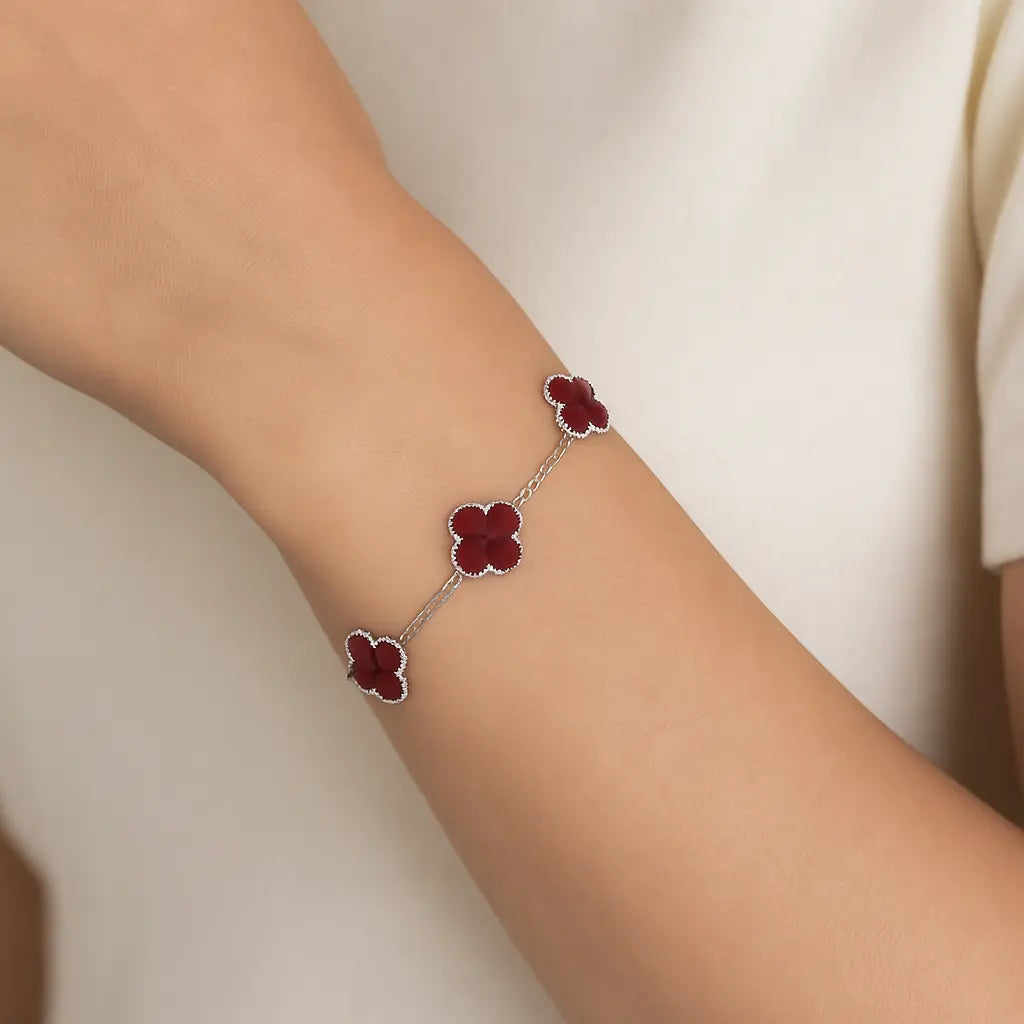 Crimson Clover 925 Silver Bracelet Mashha