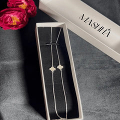 Mashha 925 Silver Clover Anklet Mashha