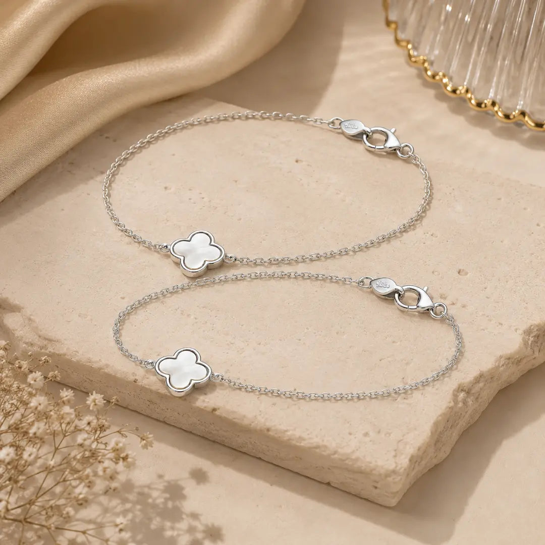 Mashha 925 Silver Clover Anklet Mashha