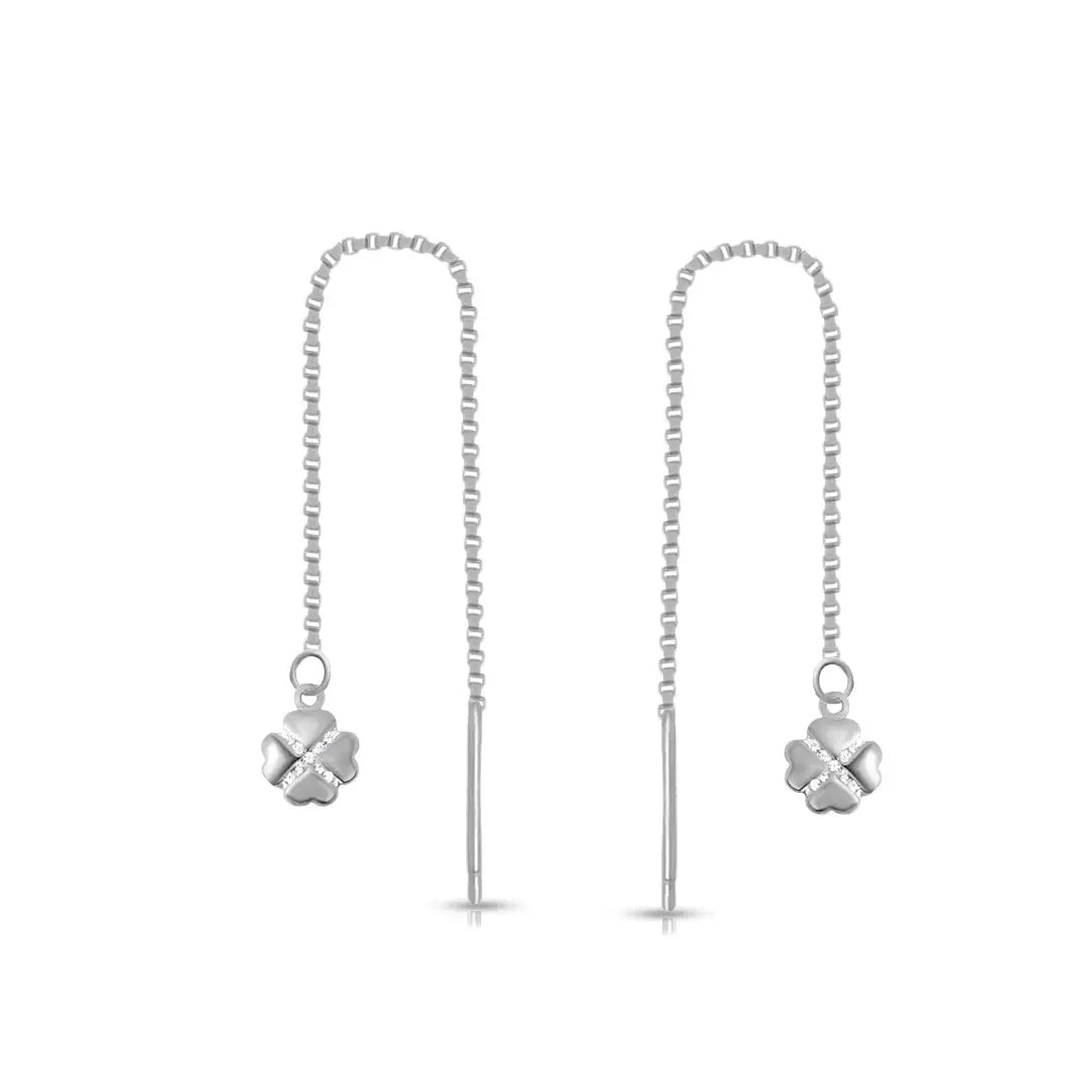 Mashha 925 Silver Clover Glint Sui Dhaga Earrings Mashha