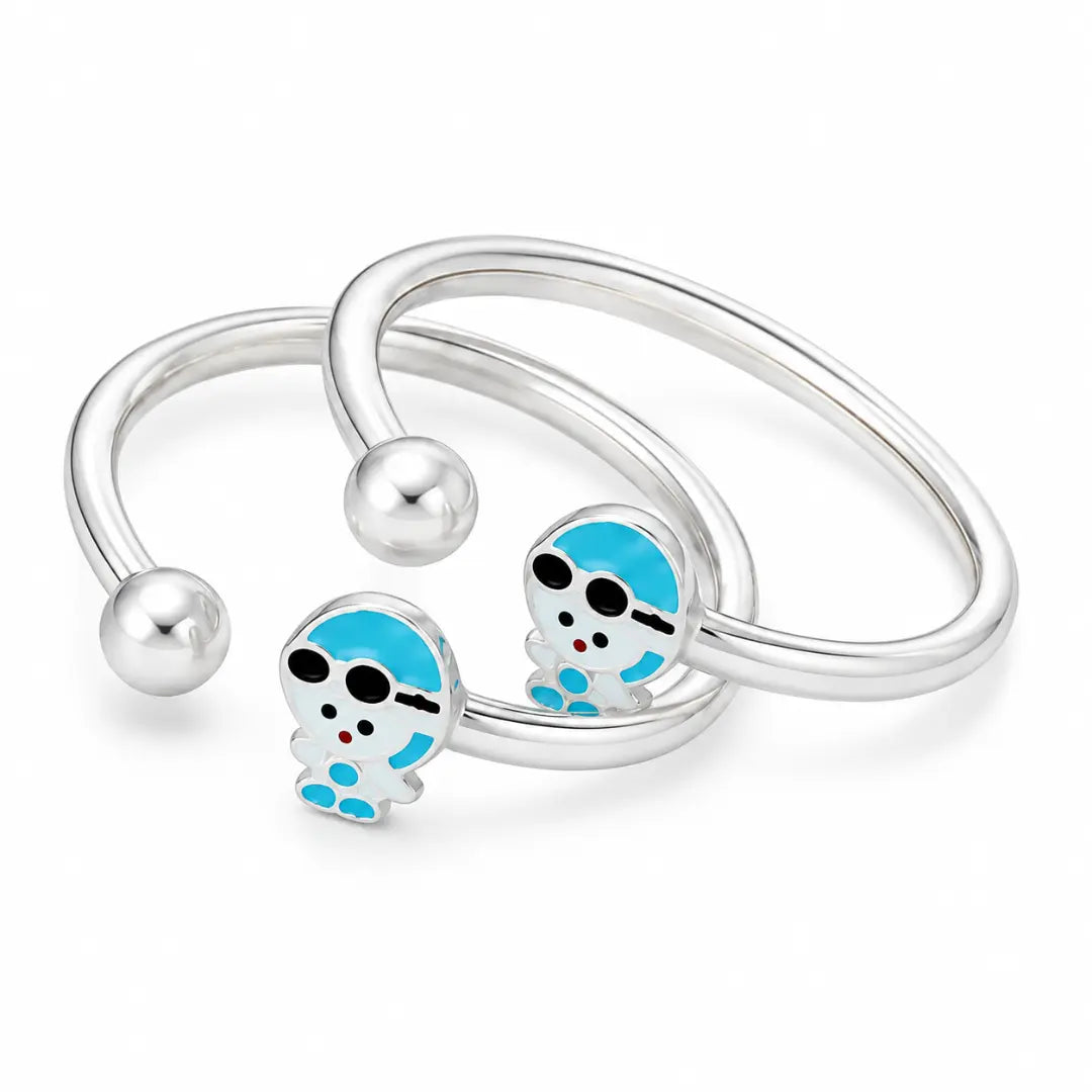 Mashha 925 Silver Cool Dude Design Silver Baby Kada (Pair) Mashha