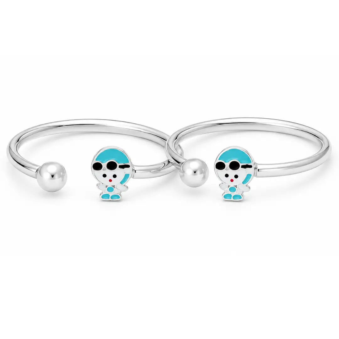 Mashha 925 Silver Cool Dude Design Silver Baby Kada (Pair) Mashha