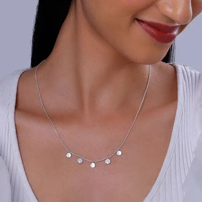 Mashha 925 Silver Dangling Disc Necklace Mashha