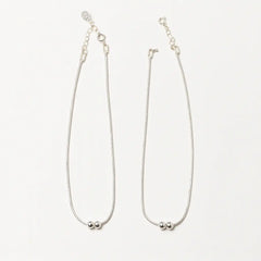 Mashha 925 Silver Dual Bead Rope Anklet (Pair) Mashha