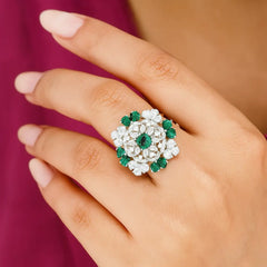 Emerald Frost Cocktail Ring Mashha