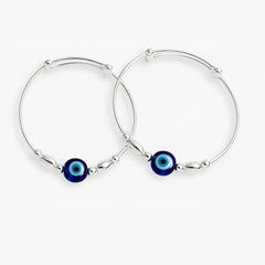 Mashha 925 Silver Evil Eye Baby Bangle (Pair) Mashha