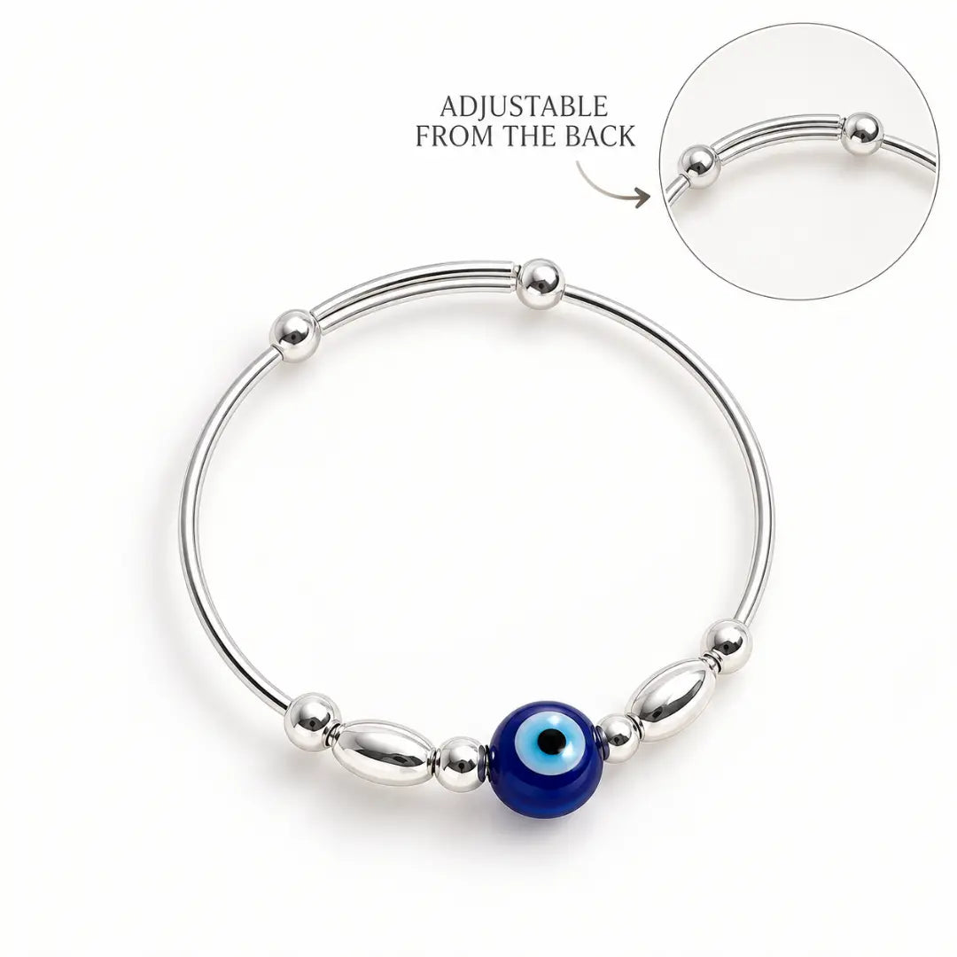 Mashha 925 Silver Evil Eye Baby Bangle (Pair) Mashha