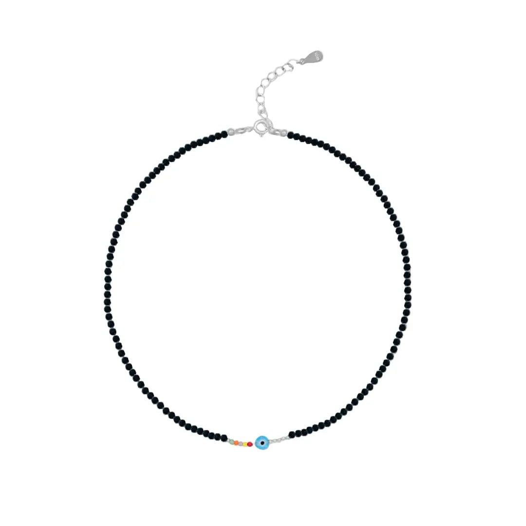 Mashha 925 Silver Evil Eye Beaded Silver Anklet Mashha