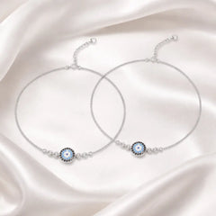 Mashha 925 Silver Evil Eye Silver Anklet Pair Mashha