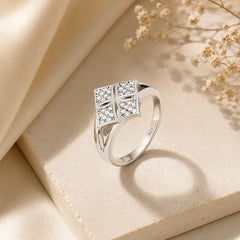 Geometric Sparkle Sterling Silver Ring Mashha