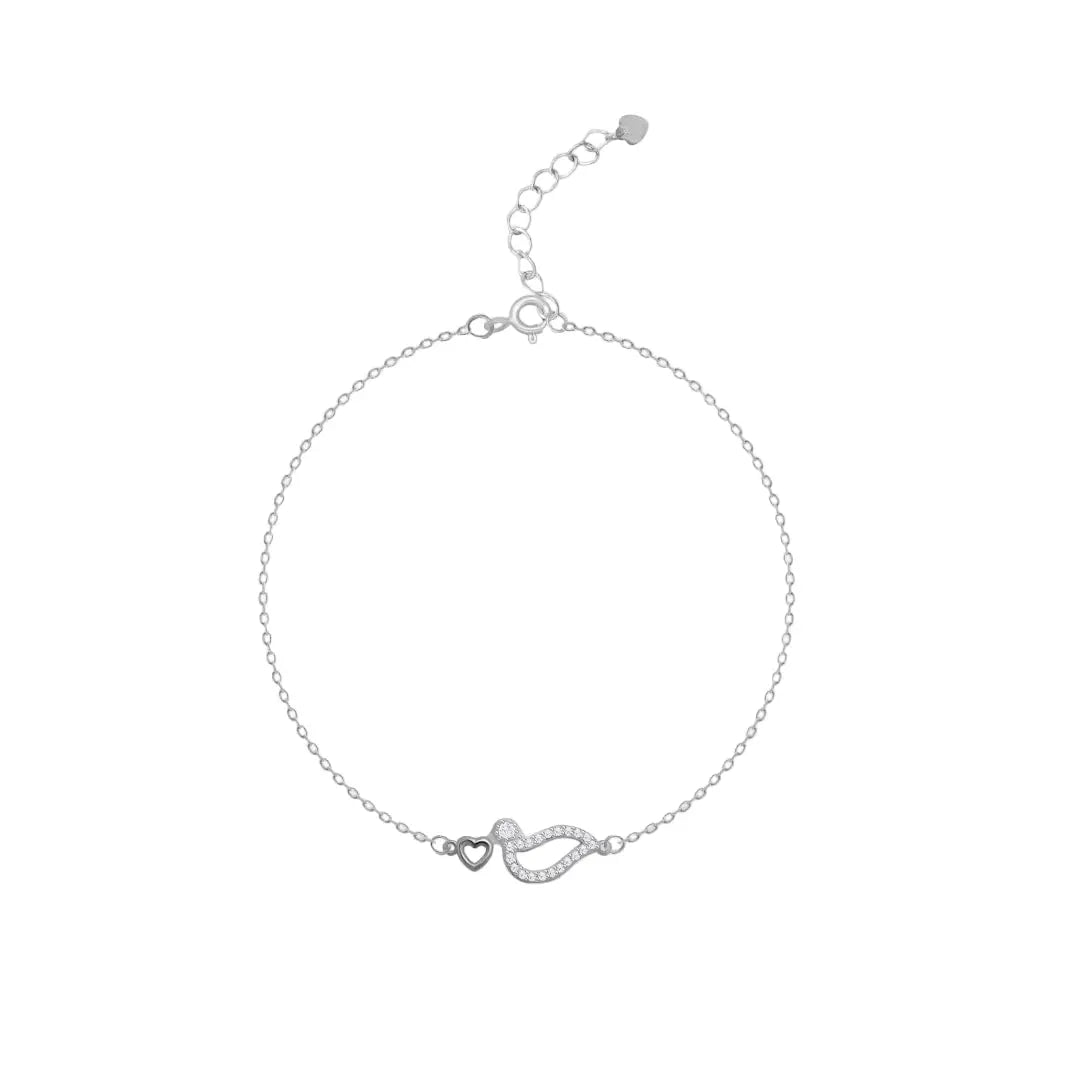 Mashha 925 Silver Harvard Love Chain Bracelet Mashha