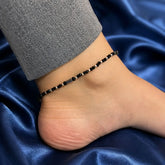 Mashha 925 Silver Hematite & Crystal Silver Anklet Mashha