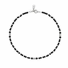 Mashha 925 Silver Hematite & Crystal Silver Anklet Mashha