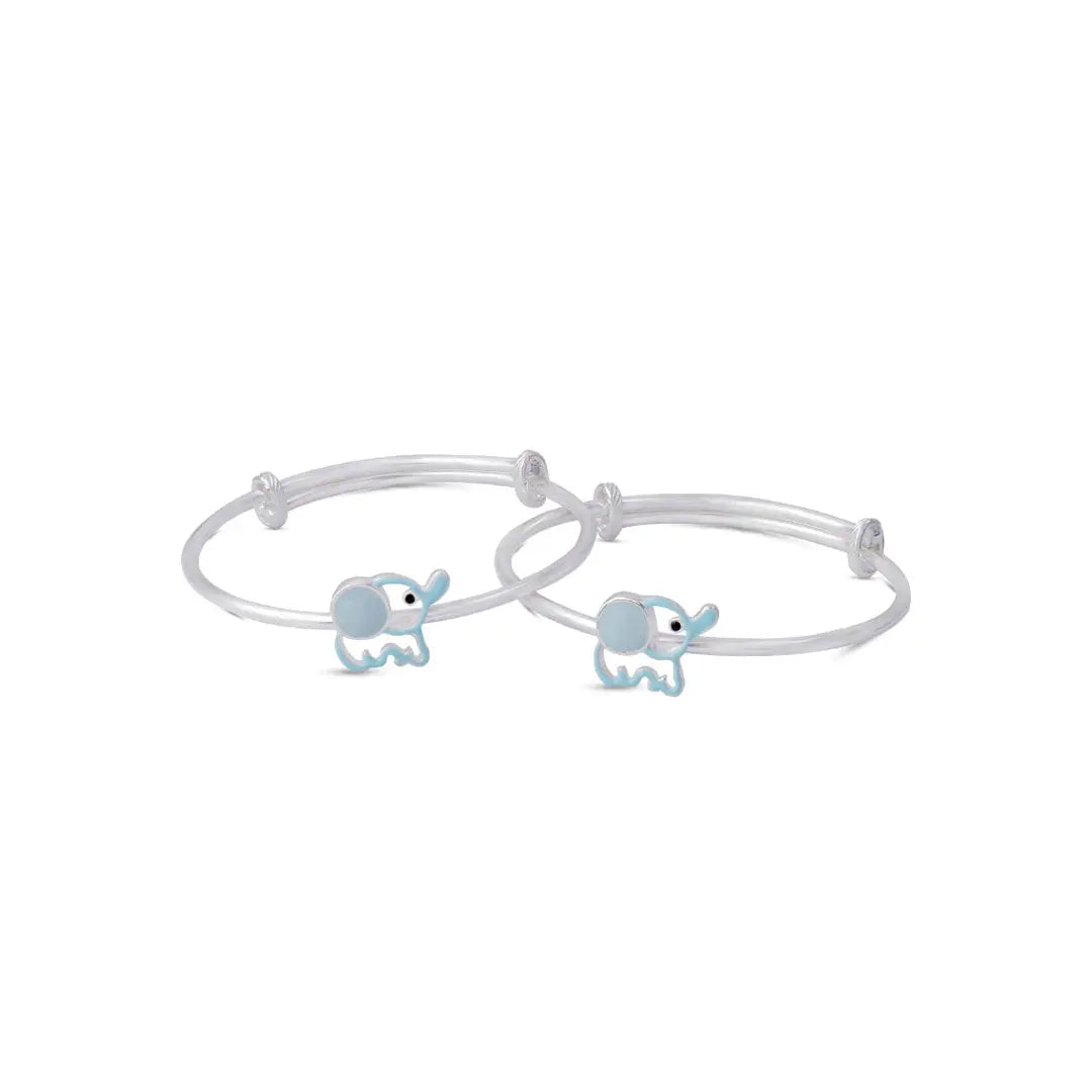 Little Elephant Silver Enamel Baby Kada Mashha