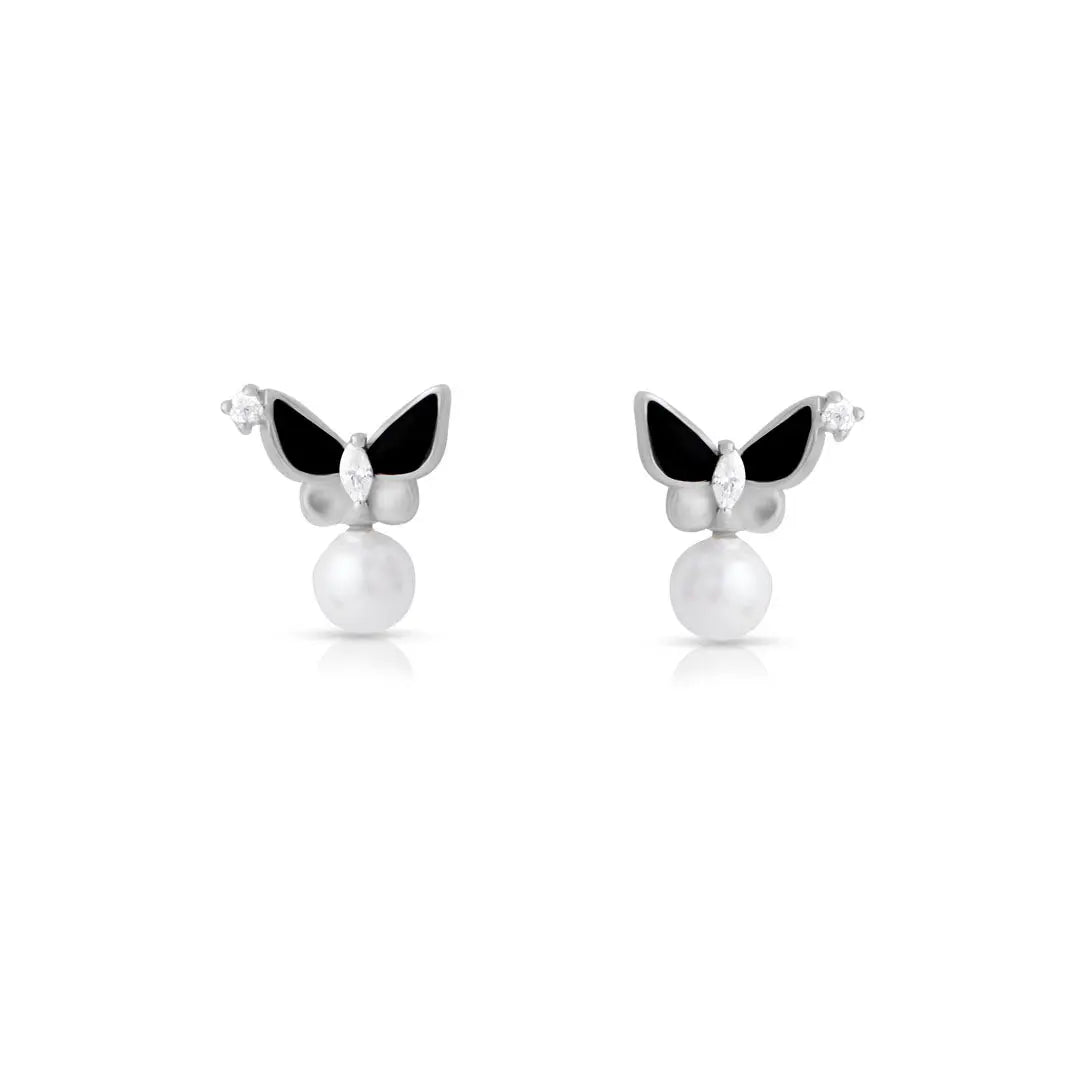 Mashha 925 Silver Midnight Titli Studs Mashha