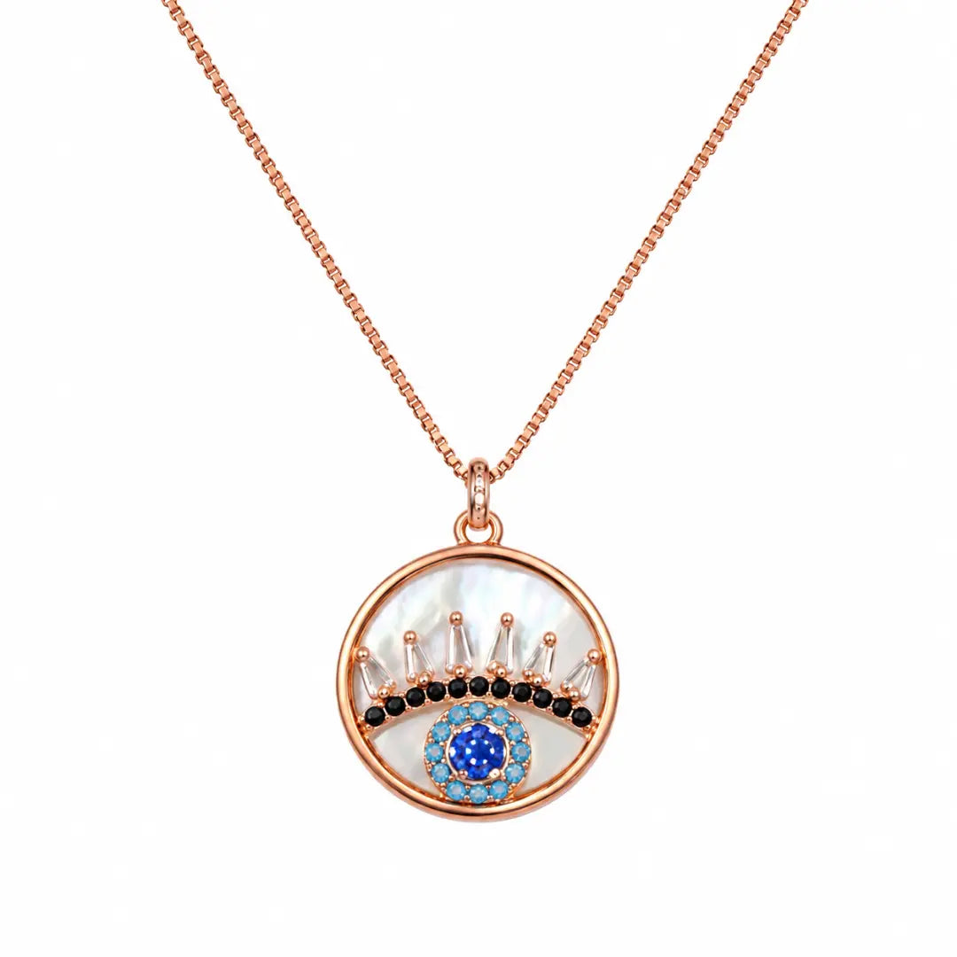 Mashha 925 Silver Nazar Crown Pendant Necklace Mashha
