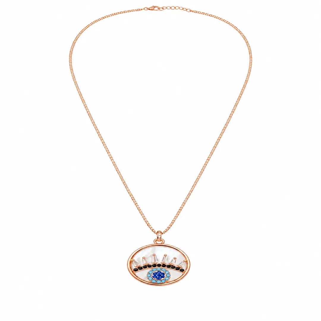 Mashha 925 Silver Nazar Crown Pendant Necklace Mashha