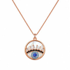 Mashha 925 Silver Nazar Crown Pendant Necklace Mashha