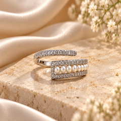 Mashha 925 Silver Celeste Pearl Luxe Bracelet & Ring Set