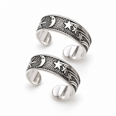 Mashha 925 Silver Rhodium Plated Celestial Toerings