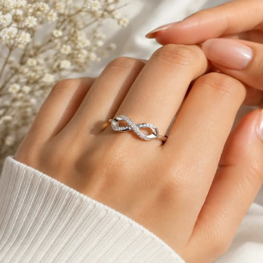 Mashha 925 Silver Rhodium Plated Eternelle Infinity Ring Mashha