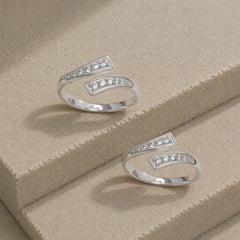 Mashha 925 Silver Adjustable Toe Rings with CZ Detailing Mashha
