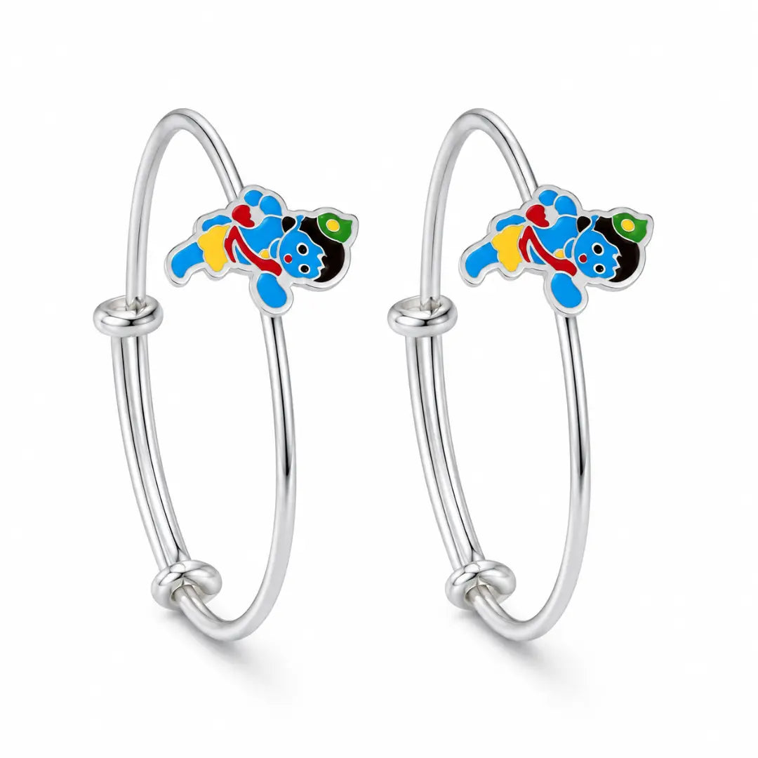 Silver Enamel Baby Kada - Little Krishna Edition Mashha