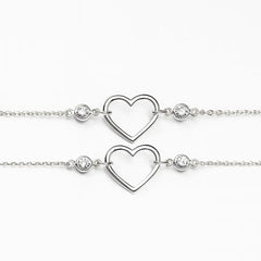 MASHHA 925 Silver Heart Charm Anklet (Pair) Mashha