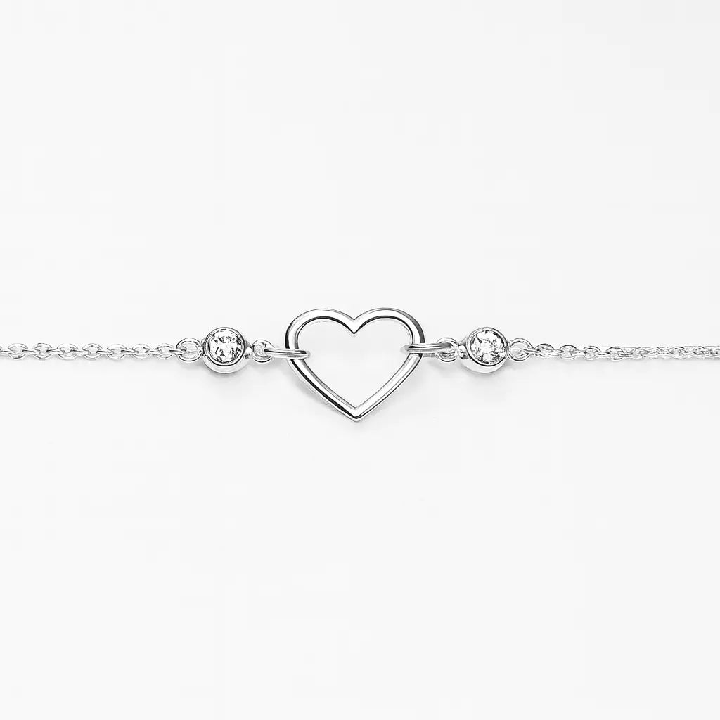 MASHHA 925 Silver Heart Charm Anklet (Pair) Mashha