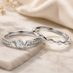 Mashha 925 silver rhodium plated Slay The Day Set of 2 rings Mashha