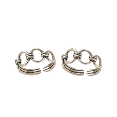 Mashha 925 Silver Linked Elegance Toe Rings (Pair) Mashha