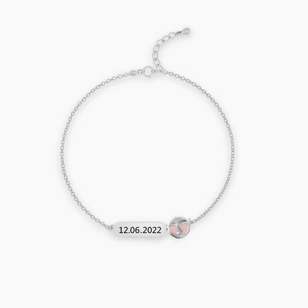 Tiny Steps 925 Silver Baby Bracelet – Personalized with any birthdate or name Mashha