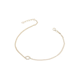 Dual Chain Anklet with Textured Oval Accents