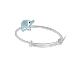 Little Elephant Silver Enamel Baby Kada