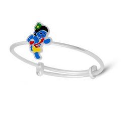 Silver Enamel Baby Kada - Little Krishna Edition