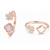 Mashha 925 Silver Clover Frost Toe Rings