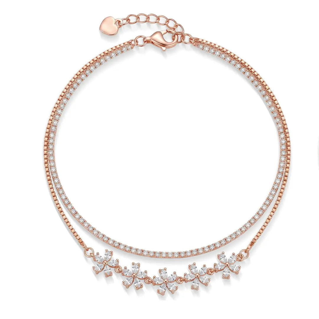 Mashha 925 Silver Sakura Sparkle Anklet Mashha
