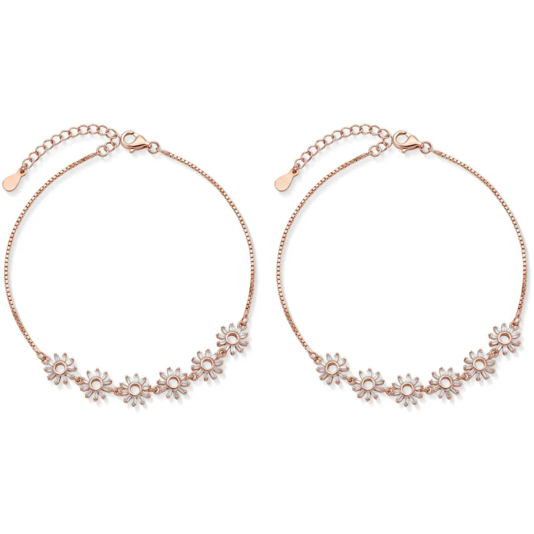 Mashha 925 Silver Sunflower Sparkle Anklet Mashha