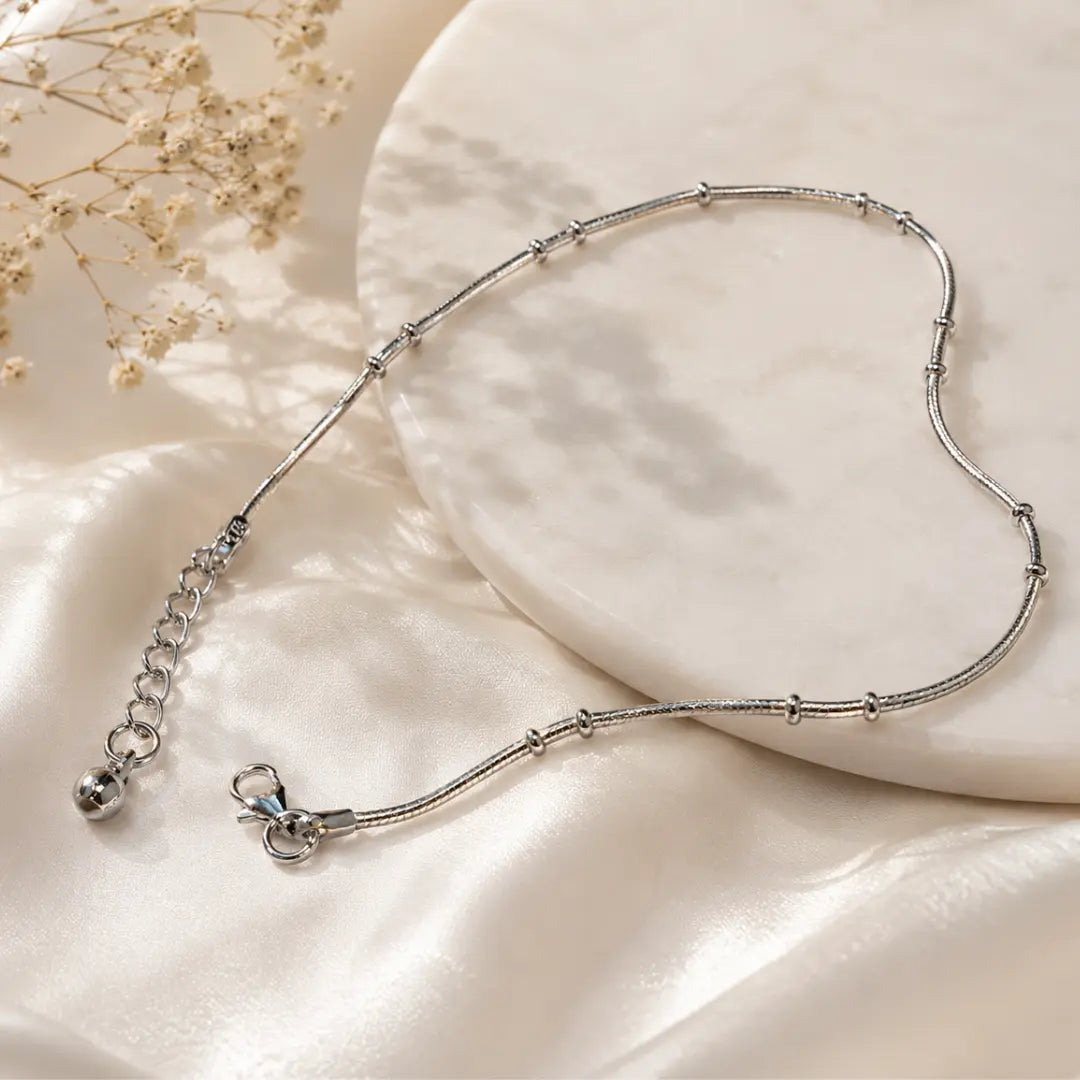 Mashha 925 silver Rhodium Plated Minimal Luxe Anklet Mashha