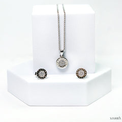 Mashha 925 Silver BVLGARI Inspired Chain Pendant & Earrings