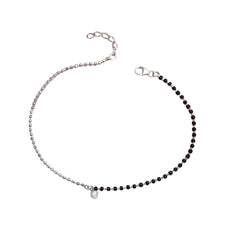 Dual-Tone Beaded Bracelet with Heart Charm