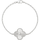 Sterling Silver Clover Satin Bracelet Mashha
